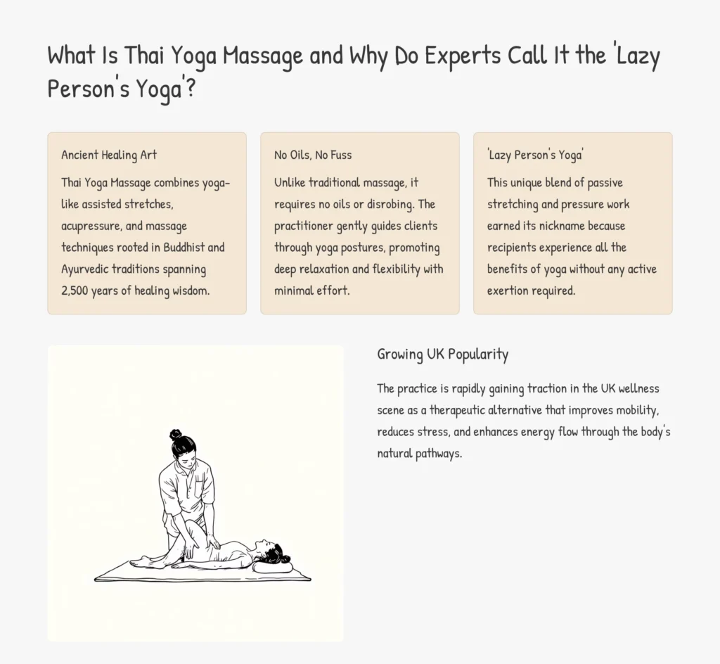 Thai Yoga Massage full body stretch for relaxation and flexibility in Crystal Palace.

Title: Full Body Thai Yoga Massage in Crystal Palace