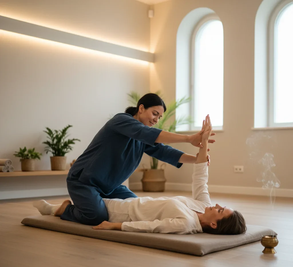 Full body Thai yoga massage London with traditional techniques