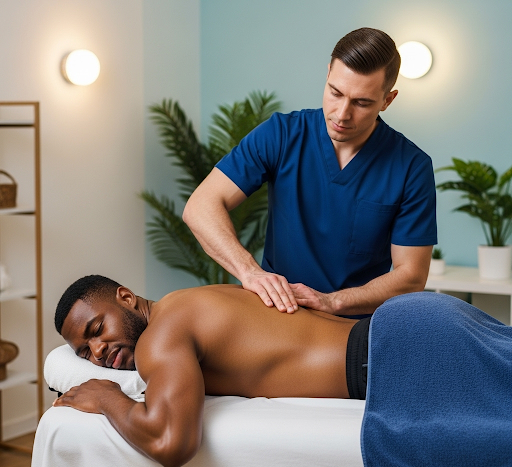 Professional therapist giving a deep tissue massage at Elysia Wellness in Crystal Palace.