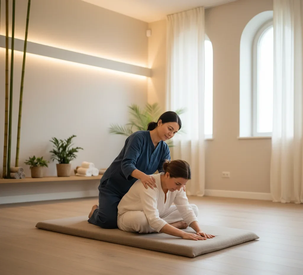 Traditional Thai yoga massage London near me – assisted yoga stretches