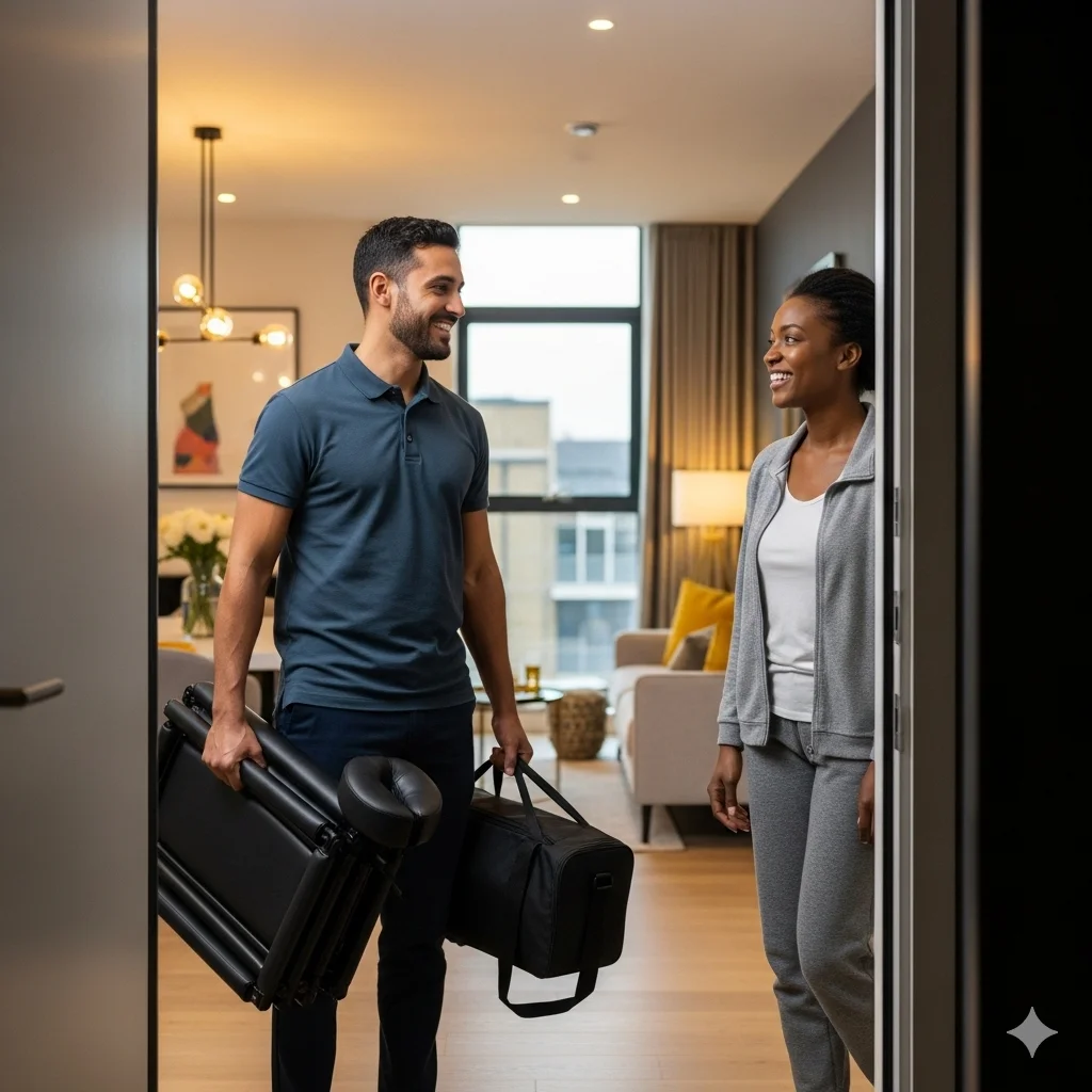 Massage oils and tools used in home massage London.