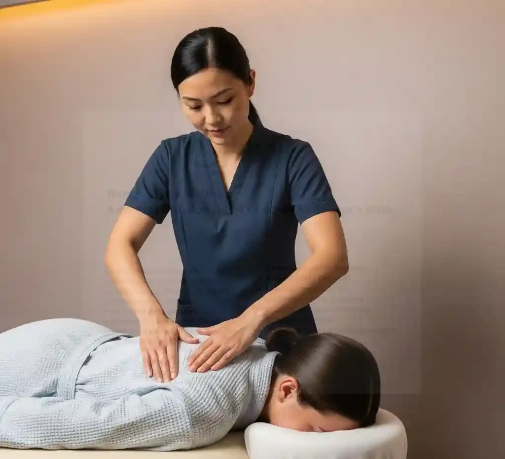 Client receiving Swedish massage from therapist in Croydon wellness center.